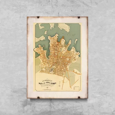 Produktbild von Poster - Canvas - Leinwand - 29,7 cm x 42 cm - Die alte Karte von Sydney, Australien