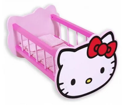 Image de Berceau en bois hello kitty poupee - lit a bascule poupon