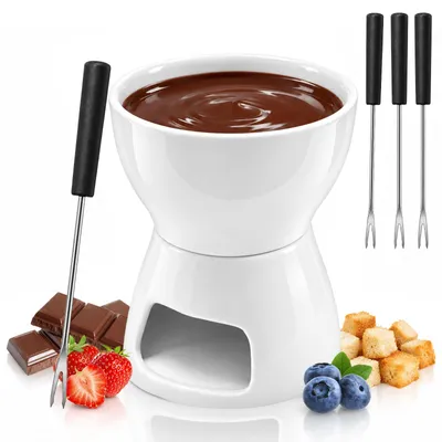 Schokoladenfondue-Set, weiß, 1 Tasse, 600 g