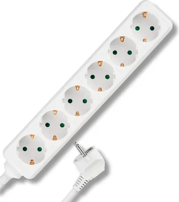 Productafbeelding van REV 512388555, 3 meter, Binnen gebruik, 1,5 mm², Wit, 6 stopcontacten, 250 V