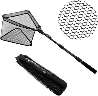 Image de Filet de pêche triangulaire en nylon avec revêtement en caoutchouc, longueur 110 cm