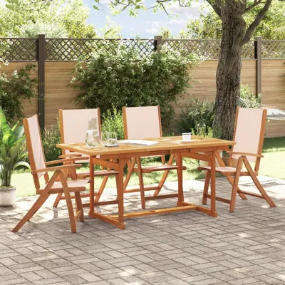 Produktbild von Maison Exclusive - 5-tlg. Garten-Essgruppe Massivholz Akazie und Textilene