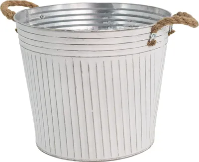 Produktbild von Metall Blumentopf weiß Ø 22 x 20cm Pflanz-Töpfe Übertopf bepflanzbar