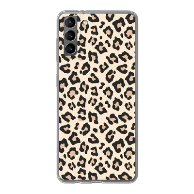 Produktbild von MuchoWow® Handyhülle Schutzhülle Hülle für Samsung Galaxy S21 Plus Weiß - Rosa - Leopardenmuster Silikon Softcase Handy Hülle - Handy-Tasche