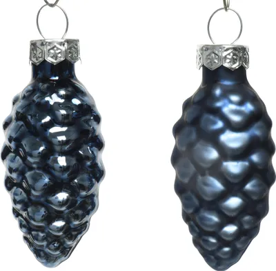 Produktbild von Christbaumschmuck Zapfen Glas 6cm 12 Stück - Nachtblau