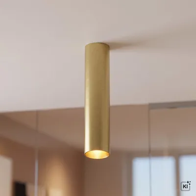 Produktbild von Deckenleuchte Aufputz Messing massiv Metall GU10 rund D: 4 cm in Modern Spot Lampe Decke Spot Leuchte Decke, KI-generiertes Bild
