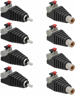 Produktbild von Cinch Buchse + Cinch Stecker RCA >Terminal Block 2 Pin Adapter Druck Klemmen Set[4x Stecker + 4x Buchse]