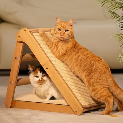Produktbild von Dreieckige Kratzbrett für Katzen - 51 x 36 x 45 cm, Buchenholz