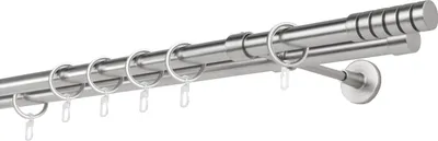 Produktbild von Gardinenstange auf Maß 20mm Rille 2-lauf Wandträger 20cm Farbe: Edelstahl-Optik, Größe: 360cm
