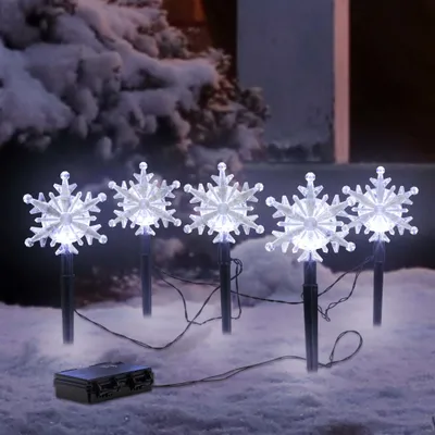Produktbild von LED Gartenstecker mit 5 Schneeflocken