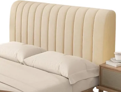 Zdjęcie produktu dla POKROWIEC NARZUTA NA ZAGŁÓWEK WEZGŁOWIE ŁÓŻKA 180x65 cm BEŻOWY