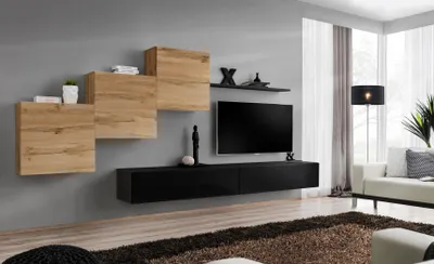 Produktbild von Moderne Wohnwand Einrichtung Komplett Garnitur Designer Wand Regal Sideboard