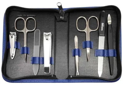 Produktbild von 8-teiliges Maniküre-Set Echtleder Etui · Solingen Instrumente · Germany Blau