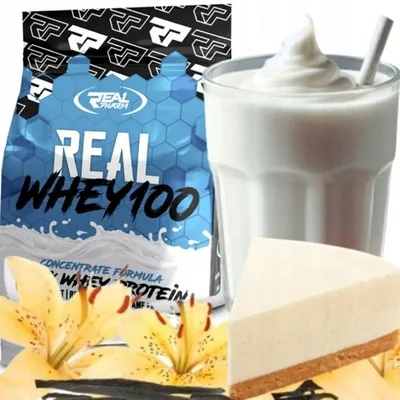 Obrázok produktu pre Real Pharm Koncentrát srvátkovej bielkoviny WPC 2000 g Bielkovinový prášok Príchuť: VANILKOVÝ CHEESECAKE