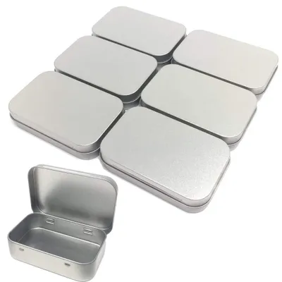 Image de 6 boîtes rectangulaires en acier inoxydable avec couvercle (9,5 x 6,2 x 2 cm)