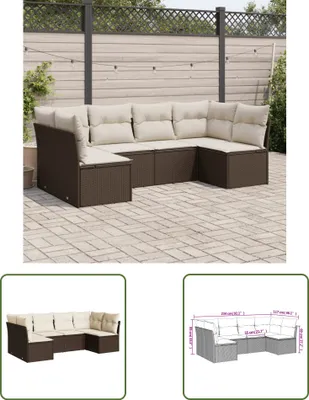 Produktbild von The Living Store 6-tlg. Garten-Sofagarnitur mit Kissen Braun Poly Rattan