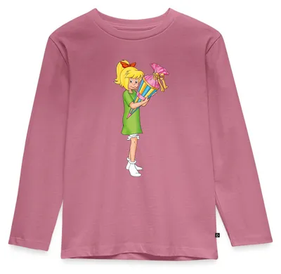 Produktbild von Spreadshirt Bibi Blocksberg Mit Zuckertüte Kinder Premium Langarmshirt, 110/116 (4 Jahre), Mauve