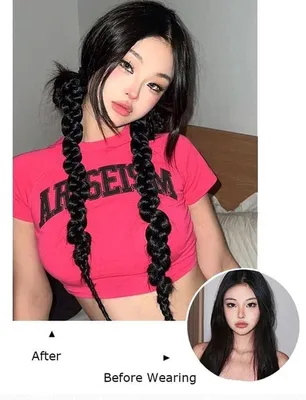 2 Stück geflochtene Pferdeschwanz-Extensions Haarteile mit Haargummi für Frauen