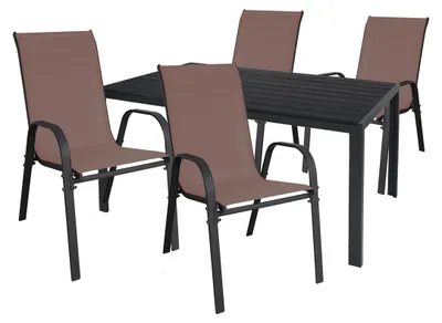 Produktbild von Gartengarnitur Sitzgarnitur 5-teilig 180x90cm Aluminium / Non-Wood