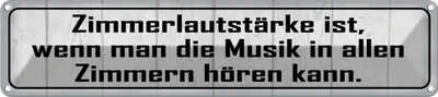 Produktbild von vianmo Blechschild 10x46 cm Zimmerlautstärke ist Musik in Spruch Zitat