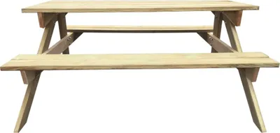 Produktbild von vidaXL, Picknicktisch, Holz, 150x135x71,5 cm, grün imprägniert, stabil, strapazierfähig, verrottungsfest, einfache Montage, 2 Sitzbänke