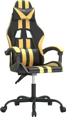 Produktbild von vidaXL Gaming-Stuhl Drehbar Schwarz und Golden Kunstleder