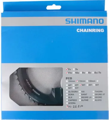 Produktbild von SHIMANO Kettenblatt FC-RS510 46 Zähne Schwarz - effiziente Übersetzung für Re...