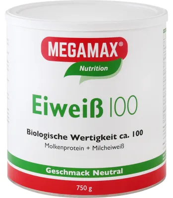 Produktbild von MEGAMAX Nutrition Eiweiß 100 Pulver Geschmack Neutral, 750 g Pulver
