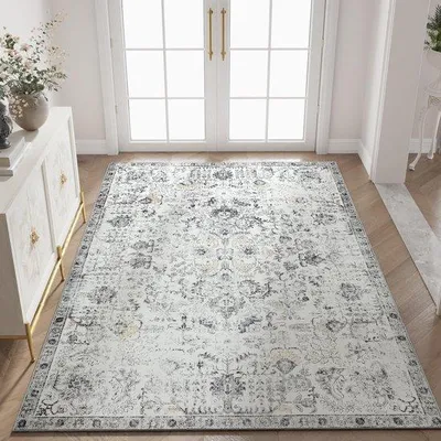 Produktbild von Unyqoos® waschbare und rutschfeste Fußmatte mit stilvollem Blumendesign für drinnen und draußen, rot, 90*150 cm