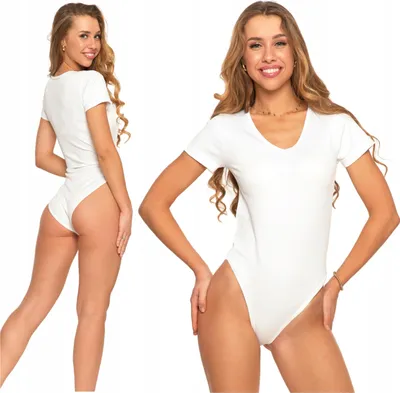 Produktbild von Damen Kurzarm-Body Aus Rippstrick Klassisch Bequem Weiss Moraj L