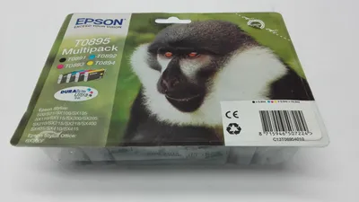 Produktbild von Epson Monkey T0895 Affe DURABrite Ultra Multipack 4 Farben Tinte, Schwarz, Cyan, Magenta, Gelb, 5,8 ml, 3,5 ml, 1 Stück(e), Multipack