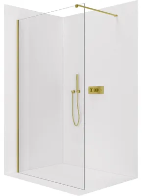 Obrázek produktu pro CERANO - Sprchová zástěna Walk-in Onyx Cube L/P - 8 mm - hranatá vzpěra - zlatá, transparentní sklo - 30x200 cm