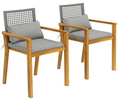 Immagine prodotto di Set 2 Sedie da Giardino 59x55x86 cm con Cuscini in Legno di Acacia Grigio Chiaro