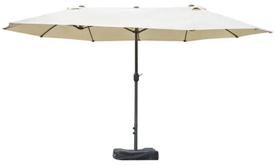 Produktbild von Sonnenschirm Gartenschirm Marktschirm Doppelsonnenschirm Terrassenschirm mit Schirmständer Handkurbel Cremeweiß Oval 460 x 270 x 240 cm