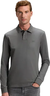 Produktbild von Boss Orange grau Polo Langarm Slim Fit Baumwolle