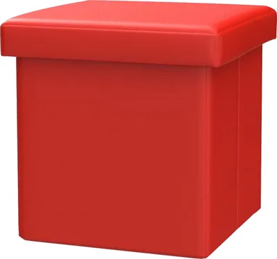 Produktbild von Sitzhocker mit Stauraum Sitzwürfel mit Deckel faltbar Aufbewahrungsbox aus Kunstleder/Leinen 38x38x38 cm, Rot, Kunstleder