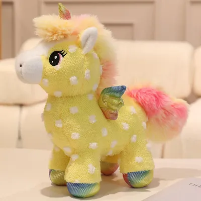 Produktbild von Kuscheltier Einhorn Plüsch Regenbogen Stofftier 25cm Gelb