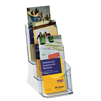 Image de SIGEL Porte-brochures de table LH133 pour DIN acrylique transparent 3 compartiments