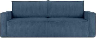 Produktbild von KONSIMO Schlafsofa in Pet Friendly Cord-Stoff mit Armlehnen "NAPI", Dunkelblau, Cordstoff, Loft, 228x89x101 cm