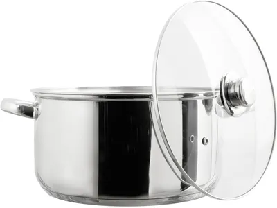 Image de Casserole de 6 litres, diamètre de 26 cm, hauteur de 18 cm, en acier inoxydable, avec couvercle en verre, pour la cuisine