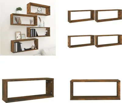 Produktbild von vidaXL Würfelregale 4 Stk. Räuchereiche 60x15x23 cm Holzwerkstoff - Wandregal - Wandregale - Würfelaufbewahrung - Würfelregal