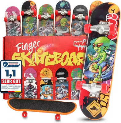 Produktbild von Magicat Finger Skateboard - 6 kleine stylische Fingerskateboards, Spielzeug Finger Skateboard für Party I Fingerboard Spiele für Jungen und Mädchen I Board Mitgebsel für Teenager I Give Aways Kinder