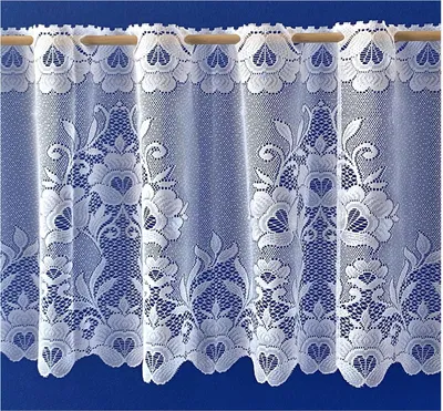 Produktbild von heimtexland ® Disc záclona žakárová květinová záclona bílá bistro záclona zahnutá typ 10 VxŠ 42 x 95 cm