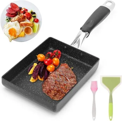 Image de Poêle carrée antiadhésive pour cuisinières à induction, omelettes, œufs au plat, petit-déjeuner