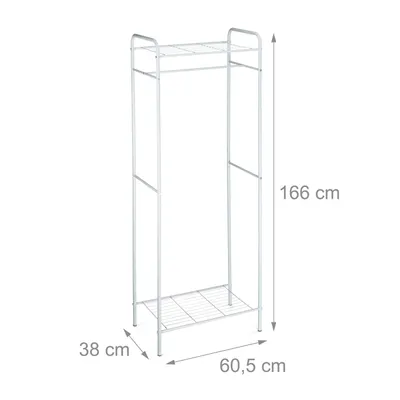 Immagine prodotto di Portaabiti Relaxdays con ripiano SANDRA, portaabiti in metallo con asta portaabiti L x P x A: 166 x 60,5 x 38 cm, bianco-grigio