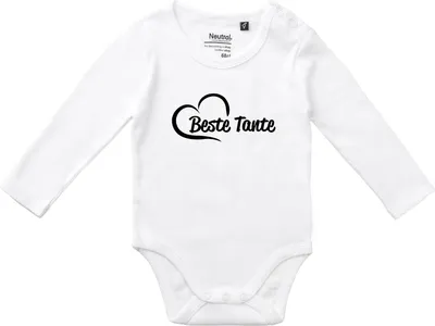 Produktbild von Huuraa Baby Body Beste Tante Herz 62 White  Baumwolle Fairtrade Langarmbody Geschenkidee