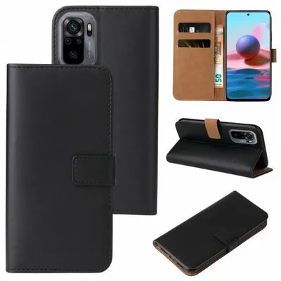 Produktbild von Kunstleder Flip-Hülle für Smartphones - Farbe: Schwarz - Modellkompatibilität: Für Xiaomi Redmi Note 10