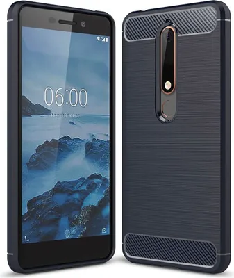 Produktbild von Nokia Case Handyhülle Cover TPU Case Schutzhülle Case Handy Bumper Carbon Optik Schale, Farbe:Blau, Modell wählen:Nokia 2