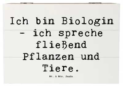 Produktbild von Mr. & Mrs. Panda Erinnerungsbox Spruch Sprechende Biologin 22 x 15 cm - Weiß - Geschenk, Beruf, schatztruhe, Wissenschaft, Box, Berufsliebe, Truhe, Tiere, Dekoration