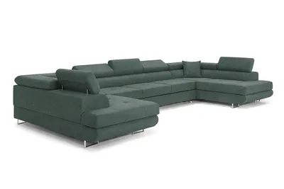 Produktbild von Ecksofa mit Schlaffunktion und Bettkasten PASTI XXL U-Form, Couch, Eckcouch für Ihr Wohnzimmer, Salbeigrün